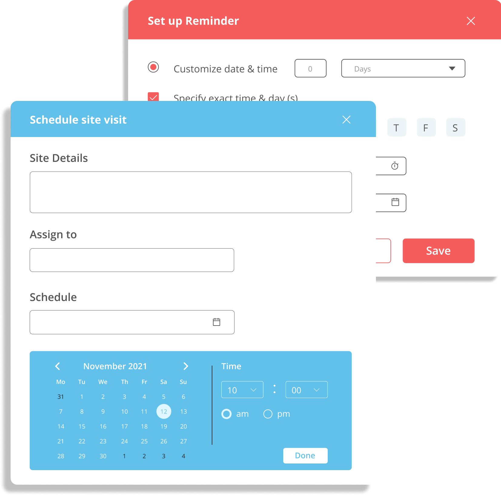 Schedule site vists, send automated reminders